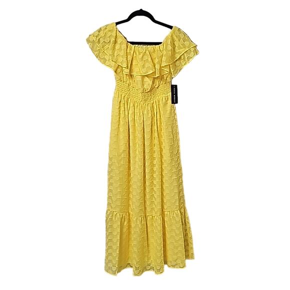 Donna Morgan Maxi Dress Off The Shoulder Ruffle Bottom Skirt Tier Size 4 NWT - Picture 1 of 13
